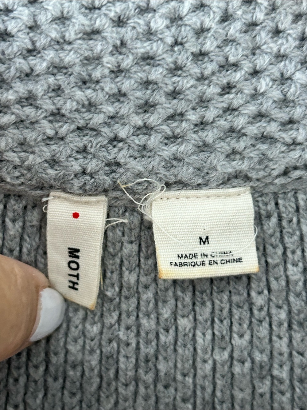 Anthropologie Moth Grey Cotton Blend Cardigan With Embroidered Button Size M - Picture 6 of 9